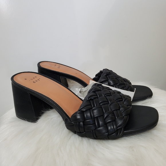 NWT A NEW DAY Dorothy Black Slide Braided Square Toe Heels Shoes Size 6 - Picture 7 of 7